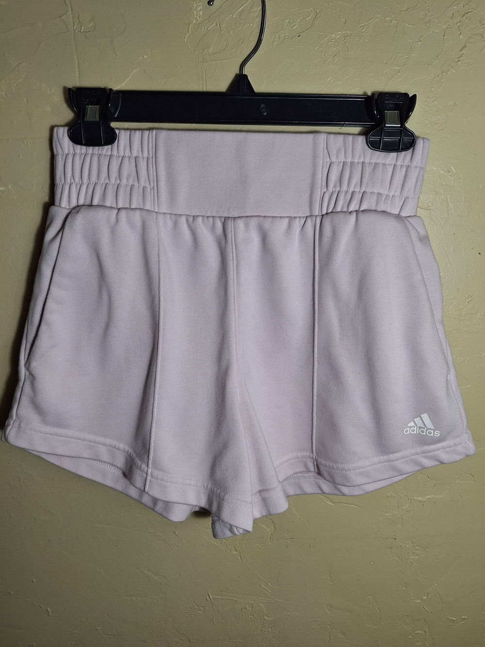 Adidas Women's Hyperglam French Terry Shorts Light Lilac/Pink With Pockets Small